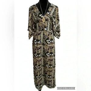 James & Erin V-neck Maxi Boho Dress Size M fall